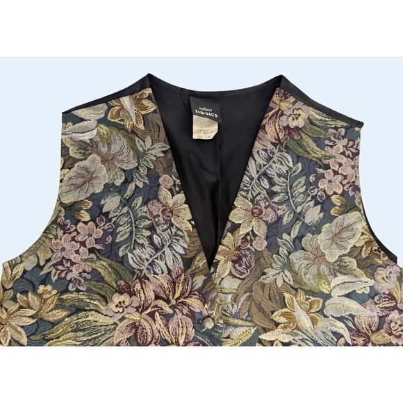 Vintage STEFANO Basics 1990s Tapestry Floral Vest Size Large - Picture 3 of 6